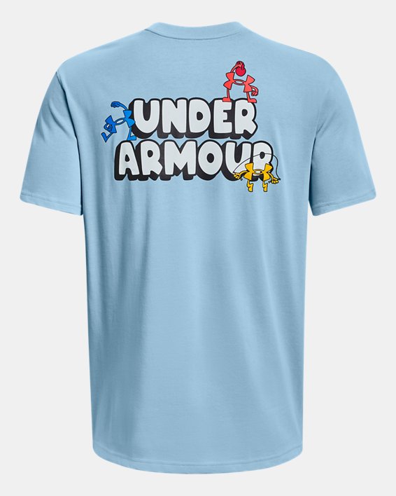Men's UA Workout Logos Short Sleeve in Blue image number 5